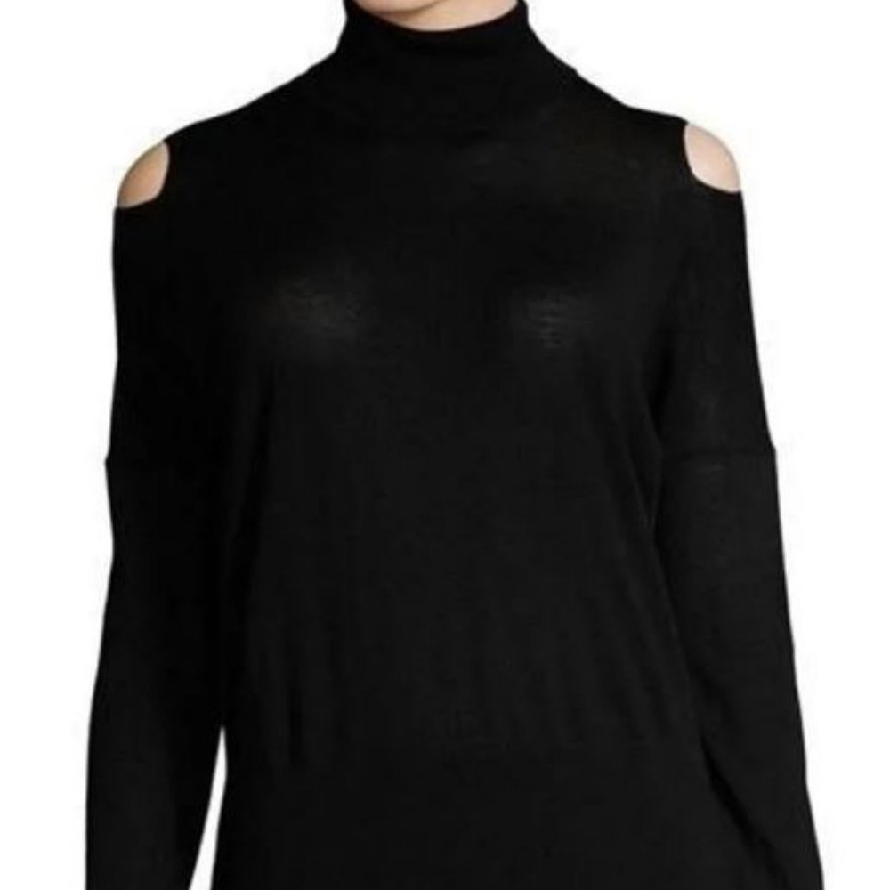 Vince Cold Shoulder Wool Turtleneck Sweater Size XS Black
